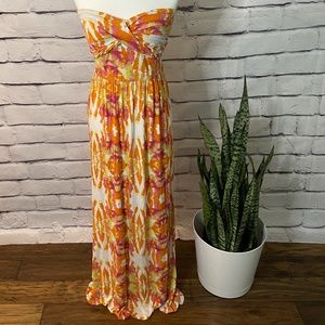 Pink/Orange/White - Multi Color Strapless Key Hole